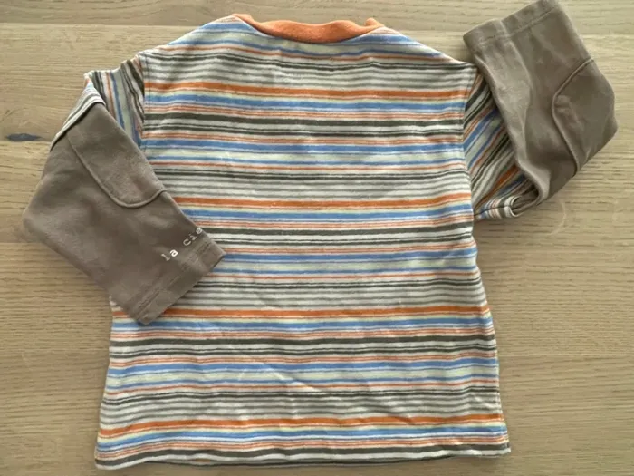 T-shirt manches longues marrons et à rayures La compagnie des petits 12 mois - photo numéro 3