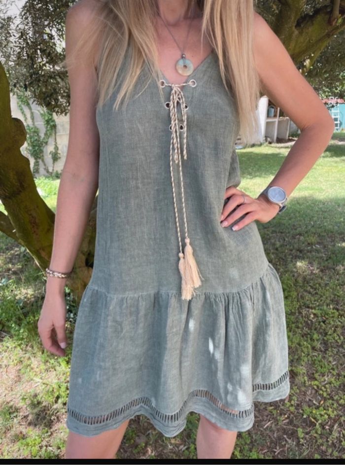 Robe été coton et lin taille unique - photo numéro 2