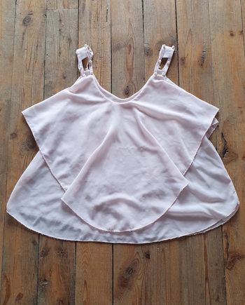 Débardeur à volants léger rose pâle et perles M