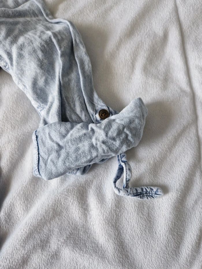 Chemise fluide manches 3/4 bleu chiné taille 42 - photo numéro 3