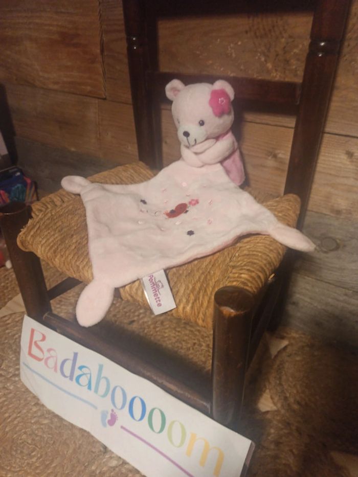 Doudou ours rose pommette tbe - photo numéro 2
