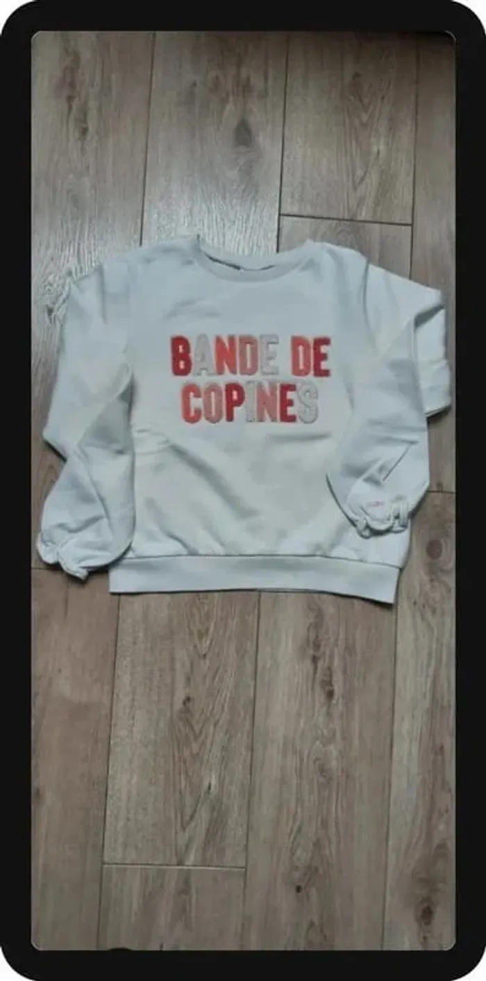 Pull type sweat tape à l'oeil rose clair "bande de copines" 12 ans neuf