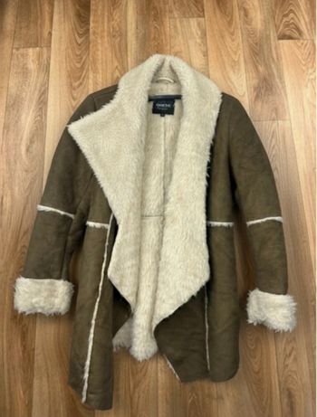 Manteau vintage en suédine marron & doublure shearling crème 🐑 cosy élégant
