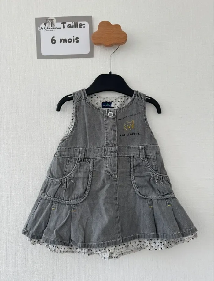 Robe en jean grise - taille 6 mois 🌸