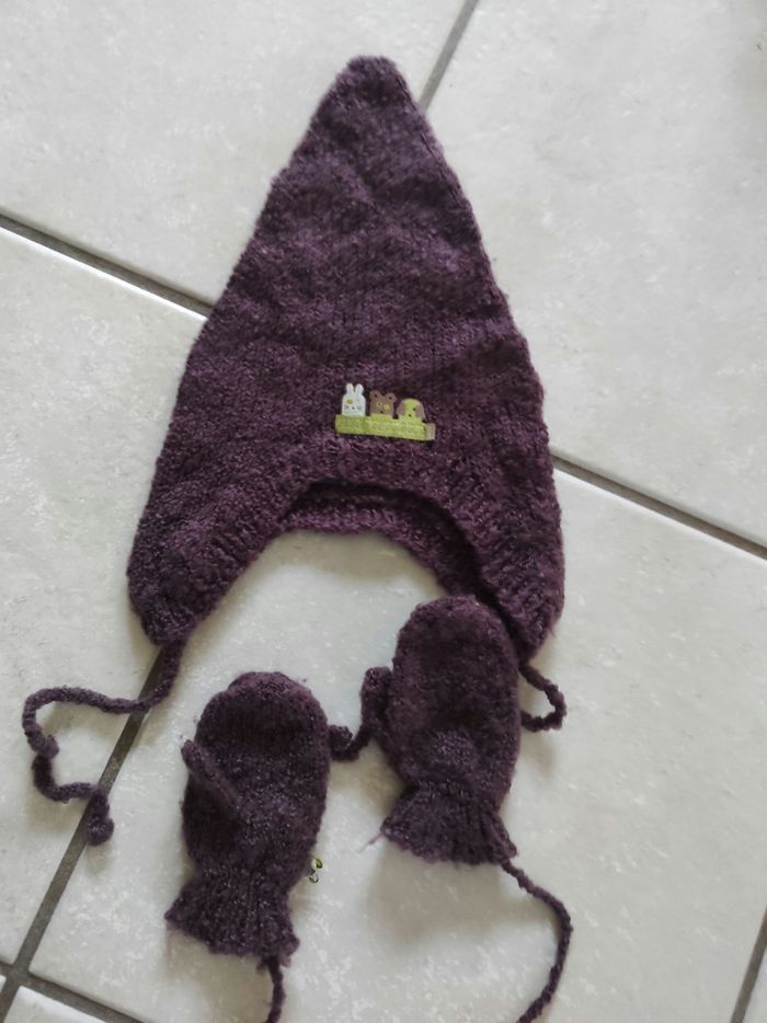 Ensemble bonnet et moufles compagnie des petits