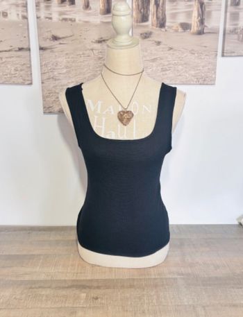 Débardeur noir côtelé intemporel taille s 36