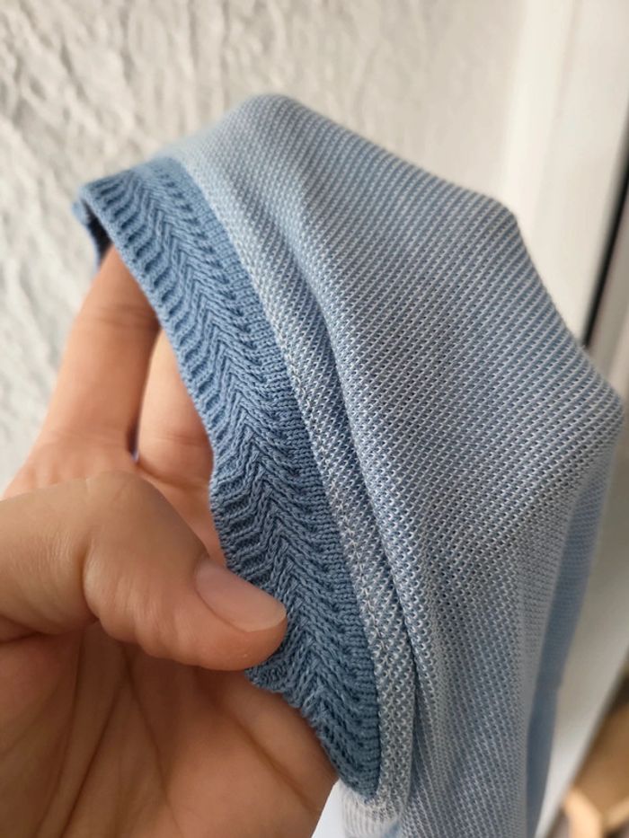 T-shirt bleu clair tissu polo L - photo numéro 8