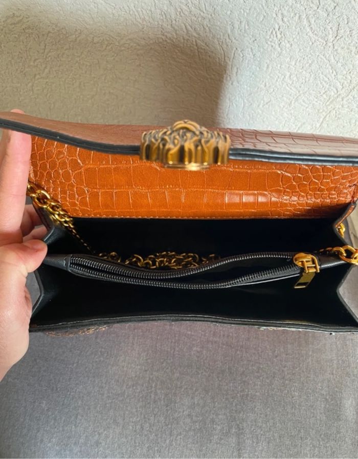 Sac bandoulière marron à motif croco - Style chic vintage - photo numéro 4