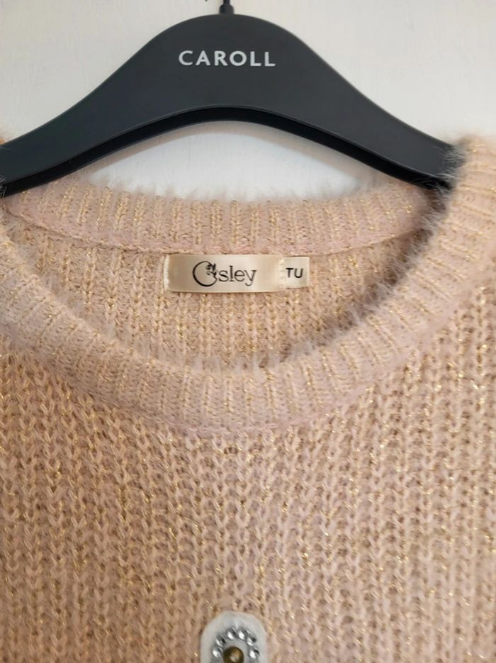 Pull chaud Osley taille 38/40 tour eiffel perle strass sequins - photo numéro 2