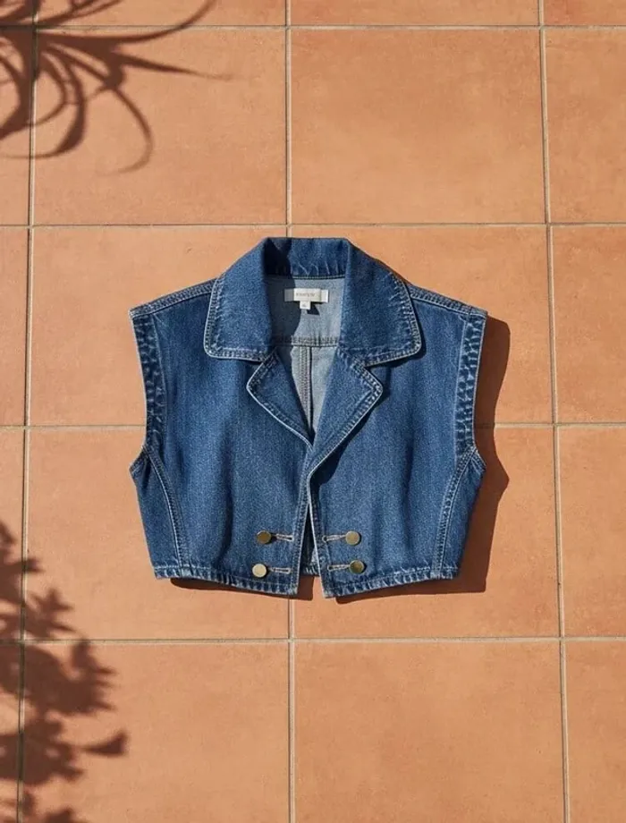 Gilet en jean Indigo, sans manches, taille S, vintage, rétro, layering