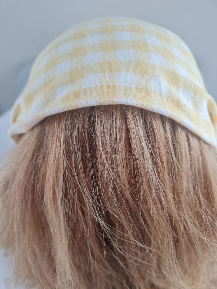 Bandeau fichu vichy jaune - photo numéro 3