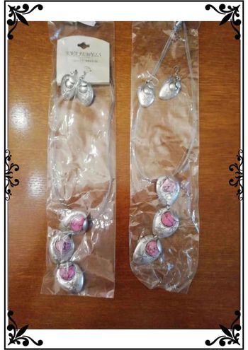 Lot 2 parures bijoux rose vintage