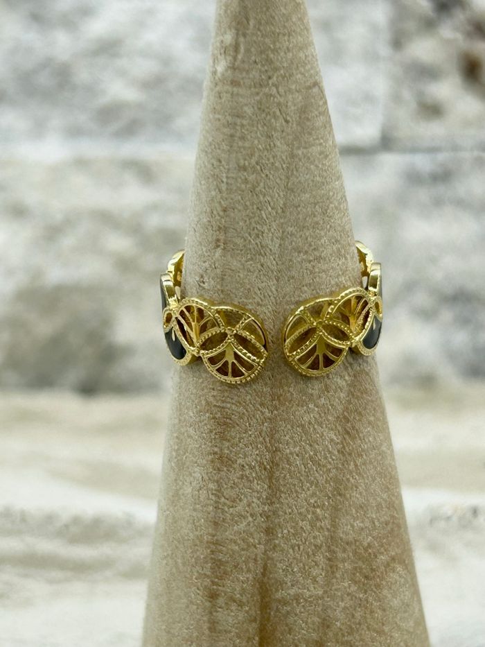 Bague dorée  et noire en acier inoxydable - photo numéro 2