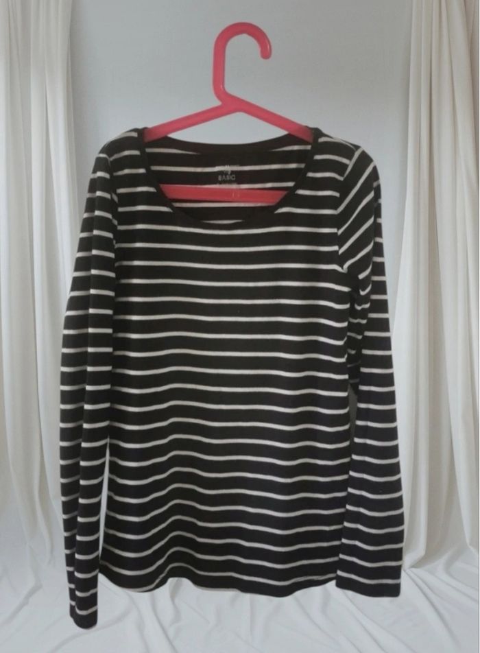 💙🤍Pull Fin Marinière Manche Longue Basic 💙🤍