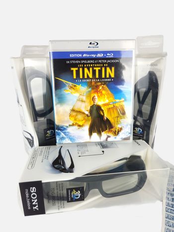 Pack 3D SONY Blu-ray Tintin "Le Secret de la Licorne" + 3 Paires de Lunettes 3D Actives SONY