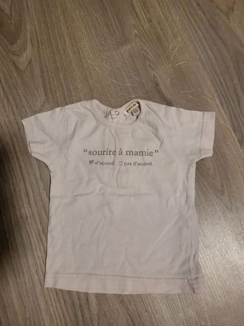 Haut t shirt rose pale fille grain de blé 12 mois