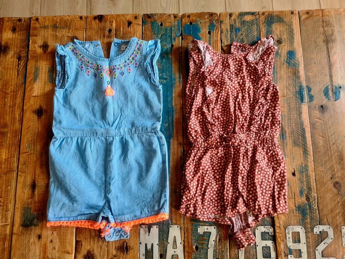 Lot de 2 combi short ete pour bebe fille