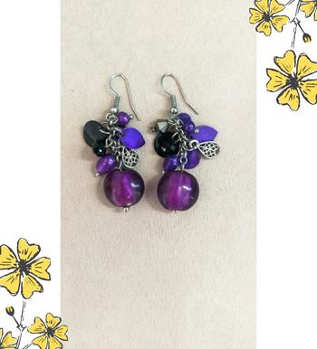 Boucles d’oreilles pampilles violet et noir – Reflets de Lavande