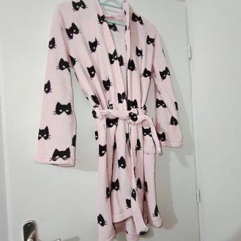 Robe de Chambre Rose Pâle – Motif Chat – Fille – Taille 150 (10-12 ans)