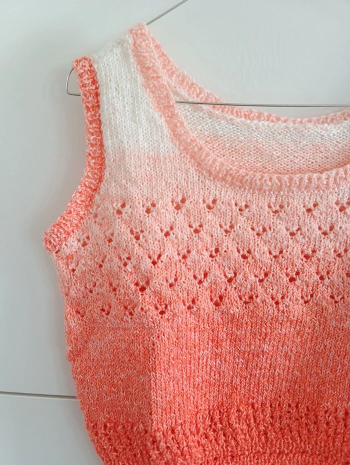 Haut handmade crop en coton dégradé d'orange - photo numéro 3