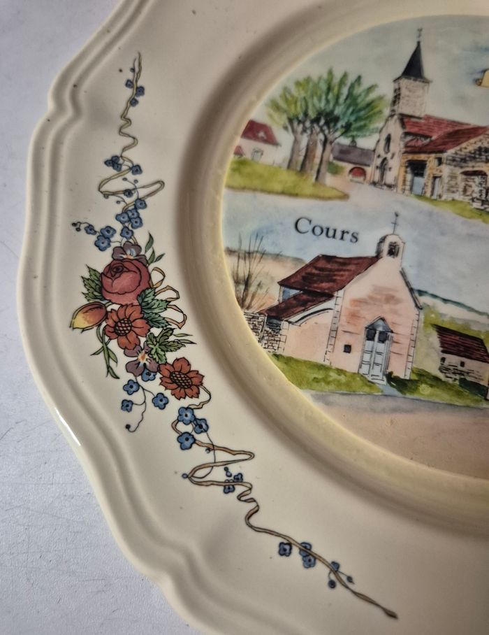 Assiette plate porcelaine sarreguemines obernai paysage grimault vintage - photo numéro 3