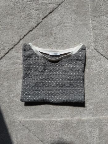 T-shirt gris texturé manches longues - Taille S - Très bon état