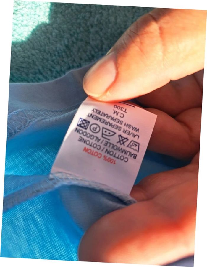 Neuf. T-Shirt Manches Courtes 0/2 ans 100% coton. Bleu - photo numéro 3