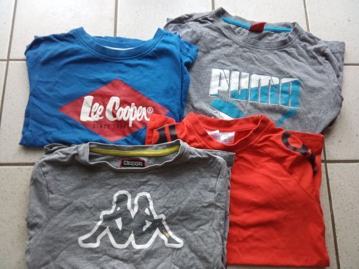 Lot de 4 tee shirts garçon 8 ans marque puma, adidas, lee Cooper , Airness, orange, gris, bleu, rouge, Sport - photo numéro 3