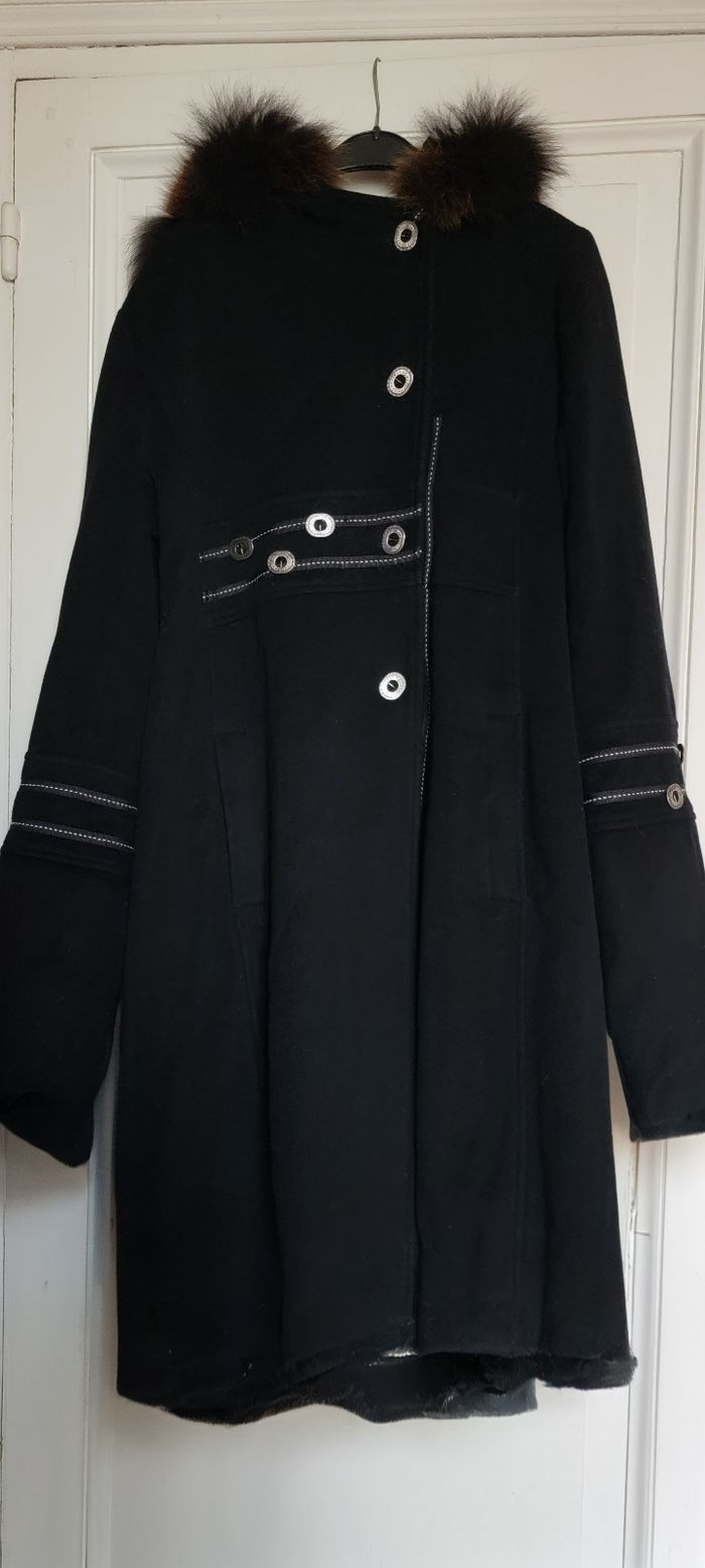 Beau manteau "Et Dieu créa la femme" noir mi-long taille 44 #style slave laine et cachemire - photo numéro 2