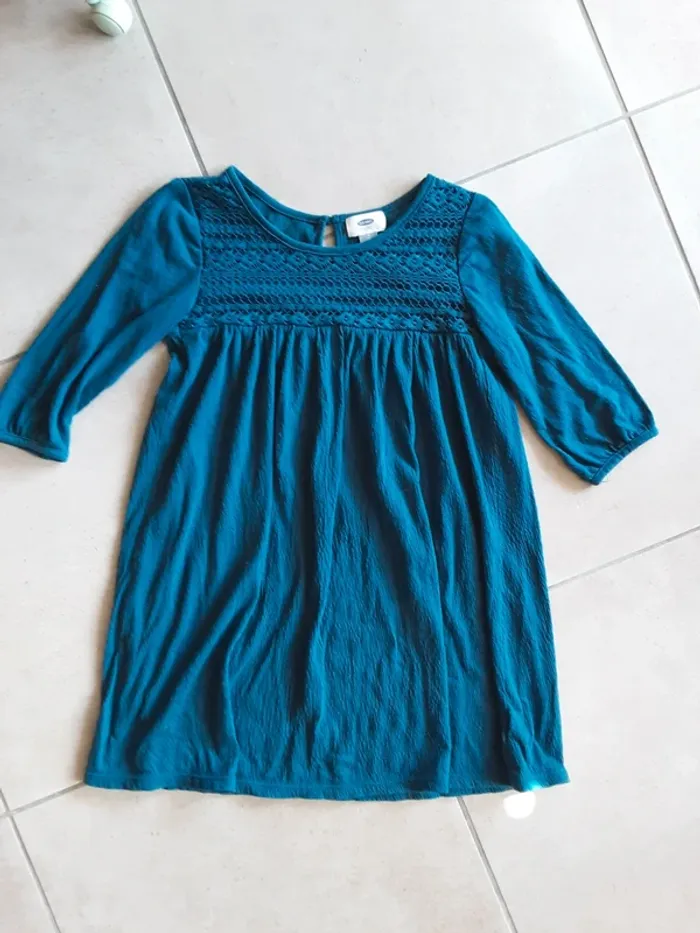 Robe petrole structuré mi-saison T. 8 ans