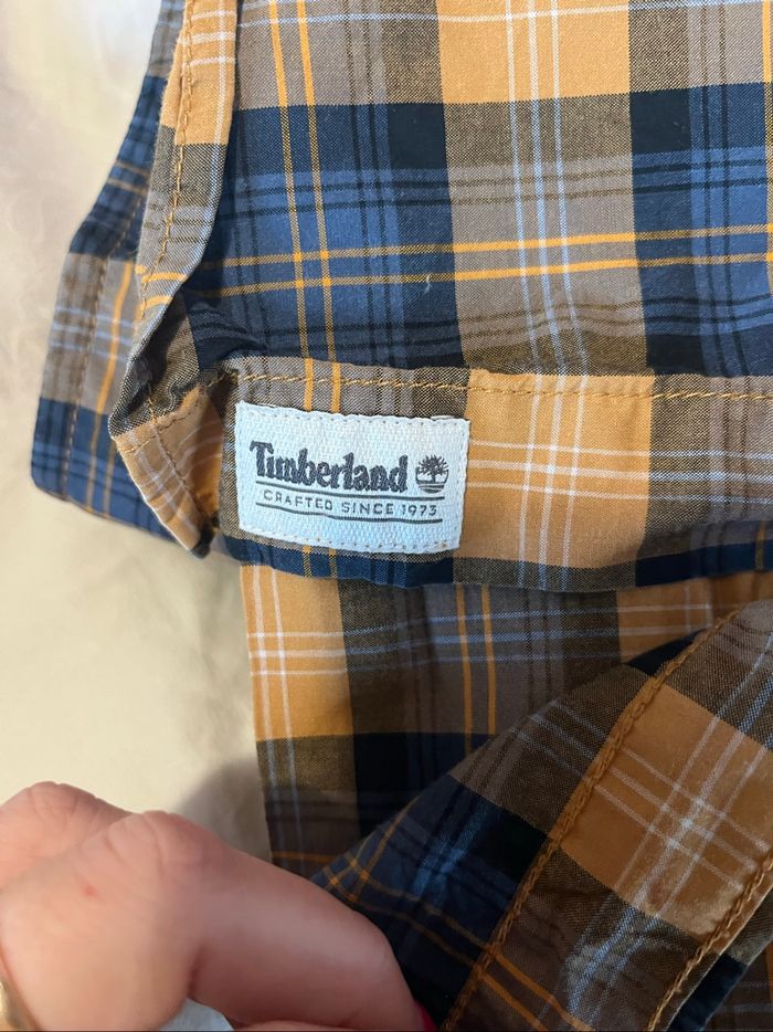 Chemise Timberland à carreaux bleu jaune - photo numéro 7
