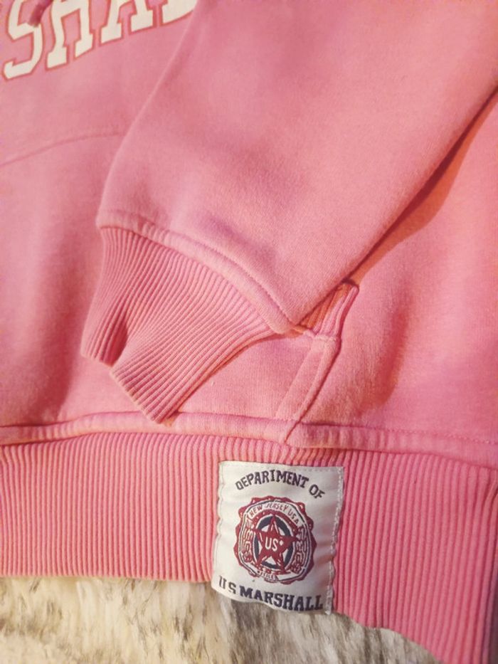 Superbe sweat à capuche U.S Marshall rose Bonbon - photo numéro 3