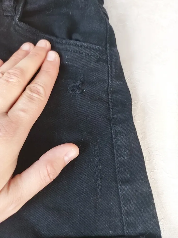 Short en jean noir avec galon - photo numéro 2