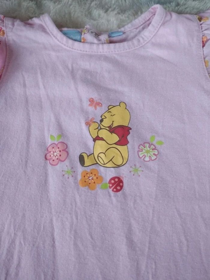 Robe Fille 12 mois Winnie l'ourson Fleurs Disney 100% coton - photo numéro 4