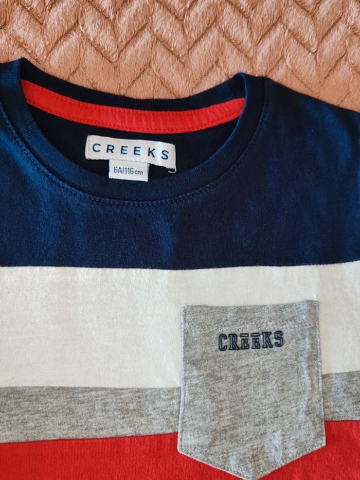 T-shirt garçon 6 ans creeks comme neuf ttbe bleu blanc rouge - photo numéro 2