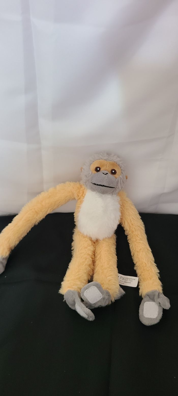 Doudou Peluche P.I.A Holland PIA Singe Gris Beige Orange - photo numéro 3