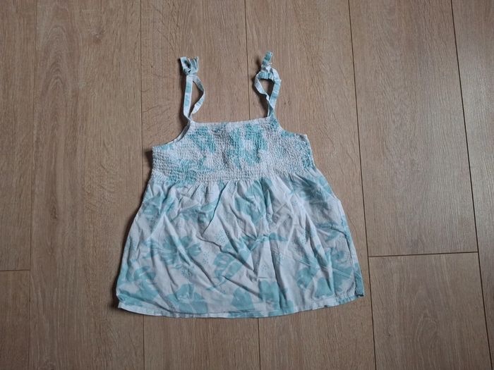 Débardeur fine bretelle blanc et turquoise