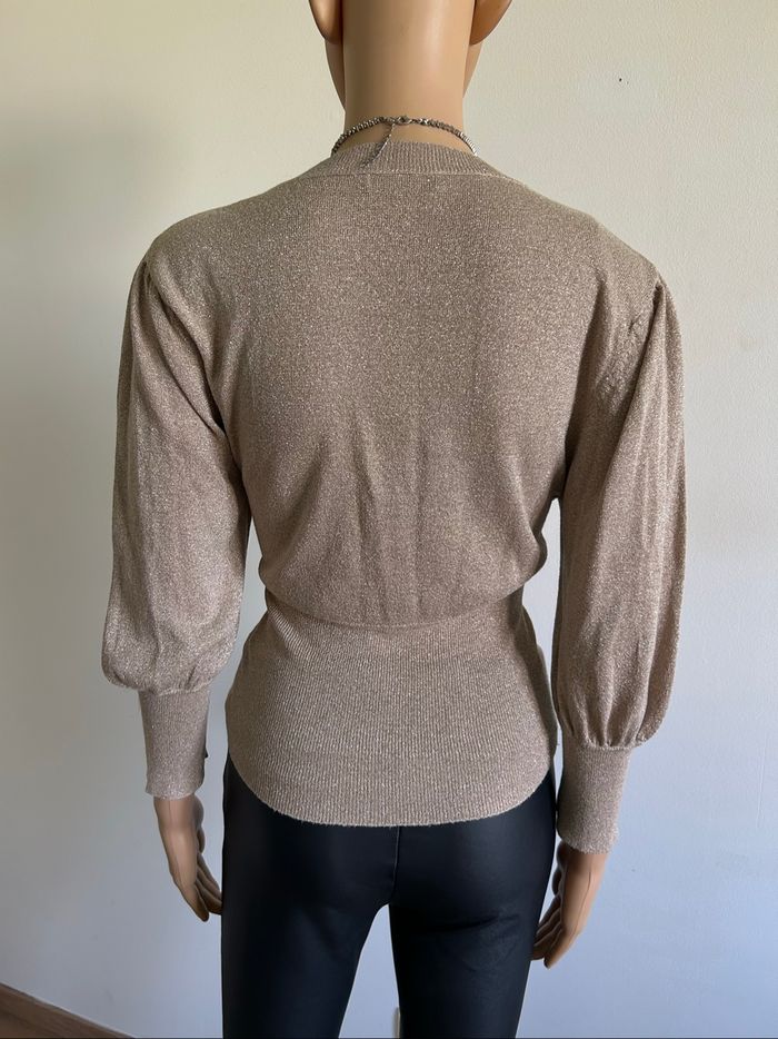 Pull doré pailleté à manches longues Caroll taille 40 excellent état (taille petit) - photo numéro 5