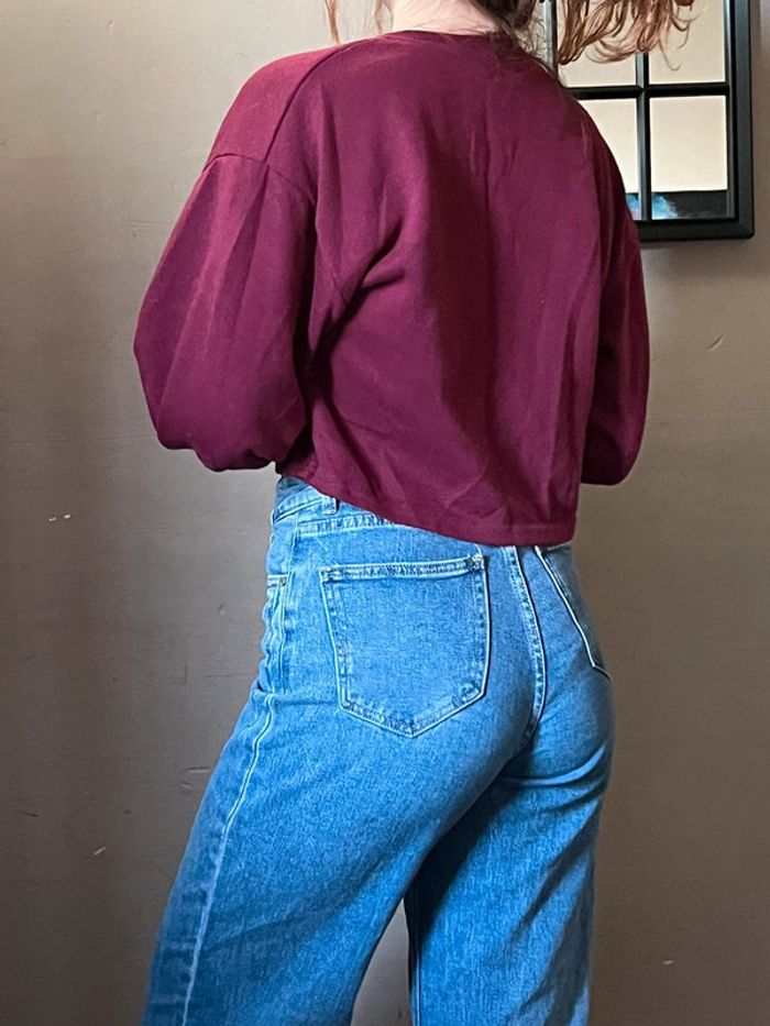 Crop pull bordeaux avec manches bouffantes - photo numéro 4