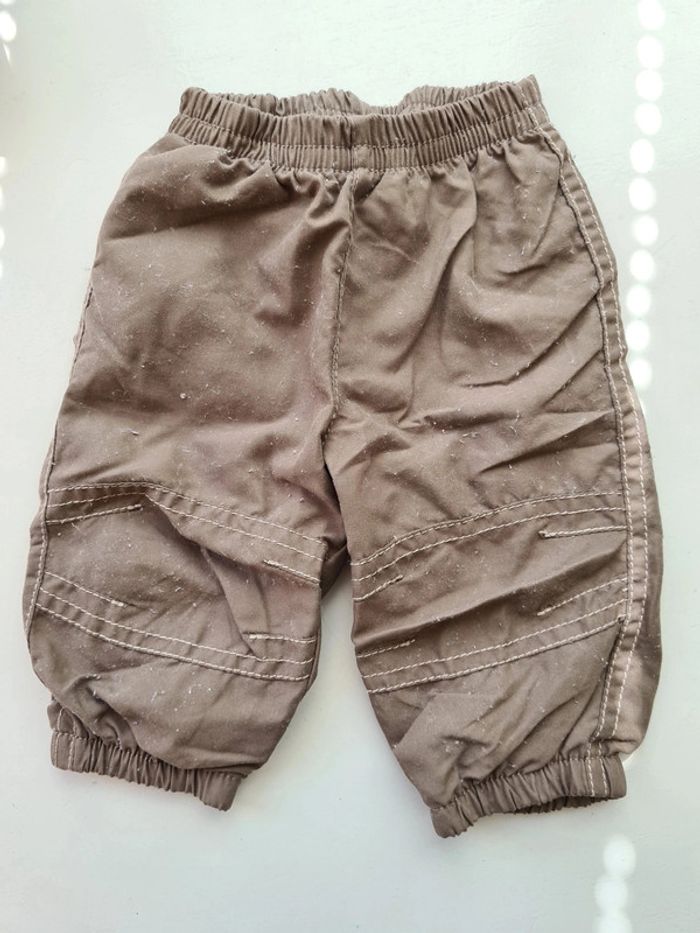 Pantalon marron élastique à la taille, bébé 3 mois