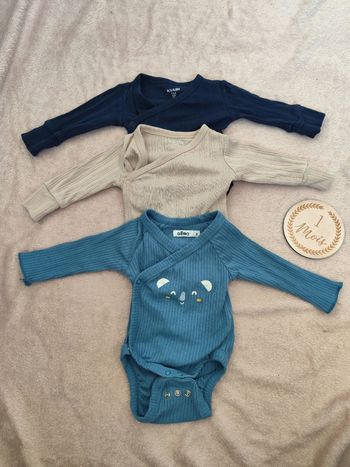 Lot de 3 bodies manches longues, 0-1 mois,Kiabi Gémo 👣 mixte 