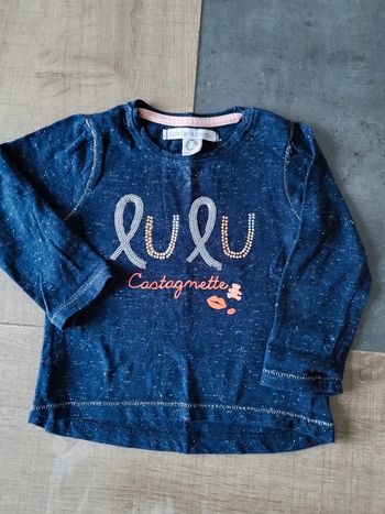 Tee shirt manches longues marine fantaisie