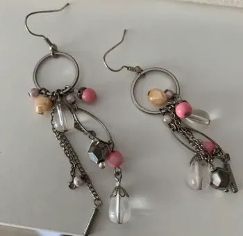 Boucles oreilles rose fantaisie