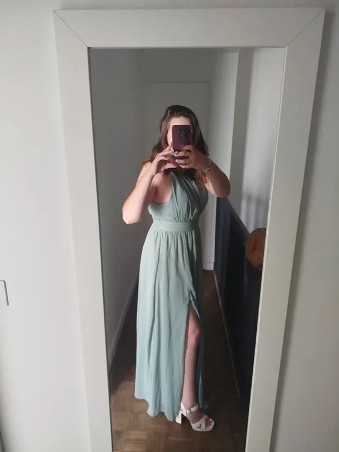 Robe longue femme vert d'eau - photo numéro 3