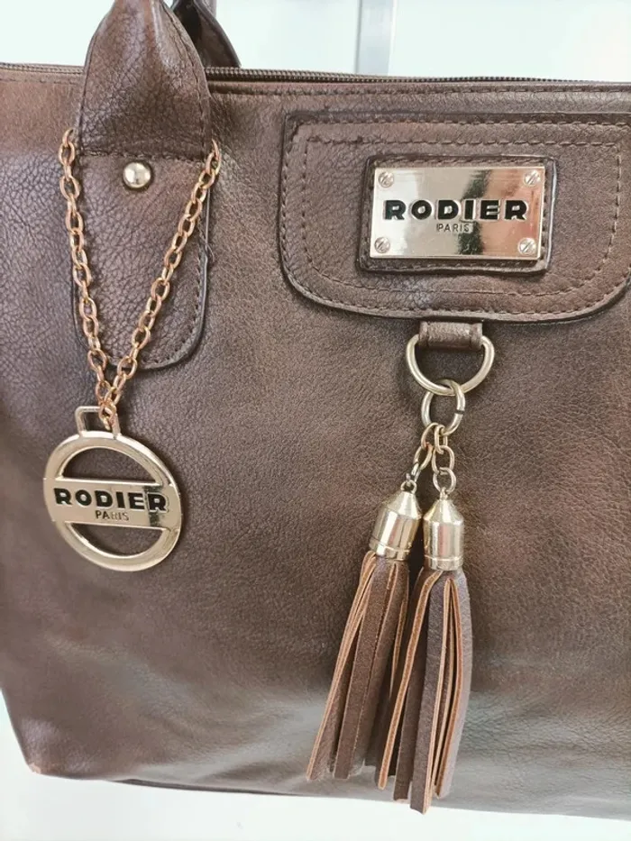 Sac à main Rodier marron avec détails dorés - photo numéro 5