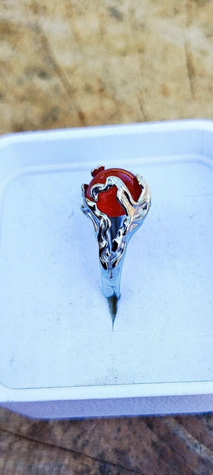 Bague Mystique Nature en Argent S925 🧡 Agate Mousse AAA - photo numéro 3