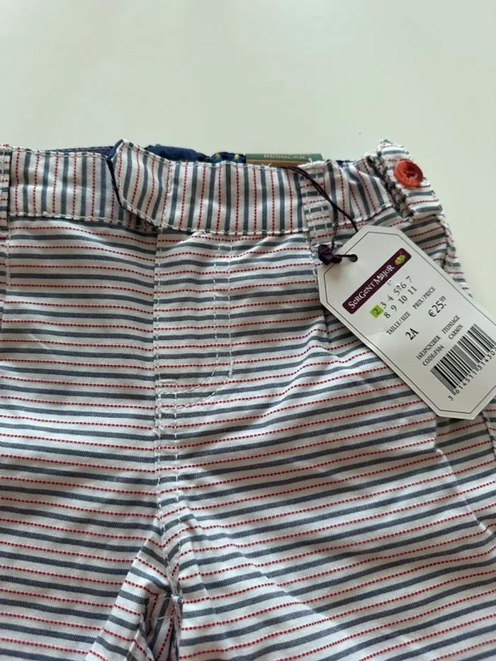 Short à rayures - 2 ans (92cm) - Sergent Major - neuf avec étiquette - photo numéro 2
