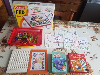 Lot jeu société - Tchoupi 7 Familles + Filo Quercetti + Bioviva Enigme Animaux