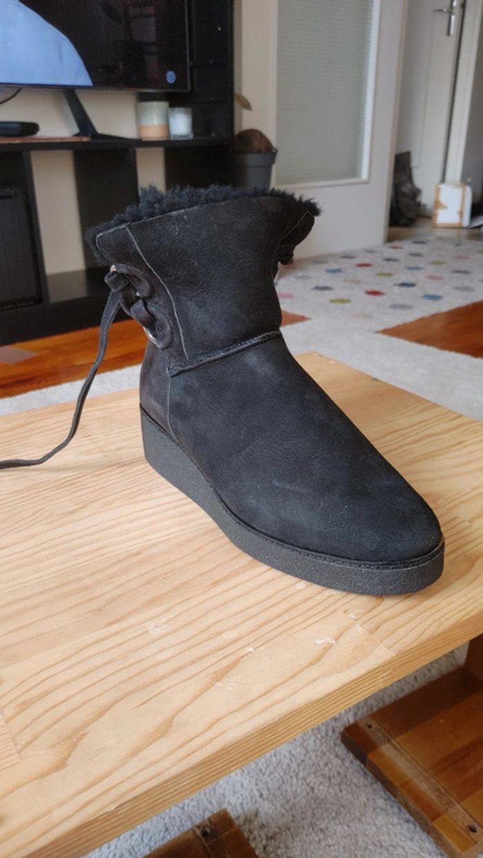 Boots bottine fourré véritable nubuk daim - photo numéro 15