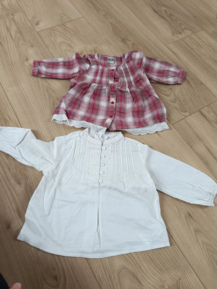 Lot 2 chemises manches longues 6 mois fille